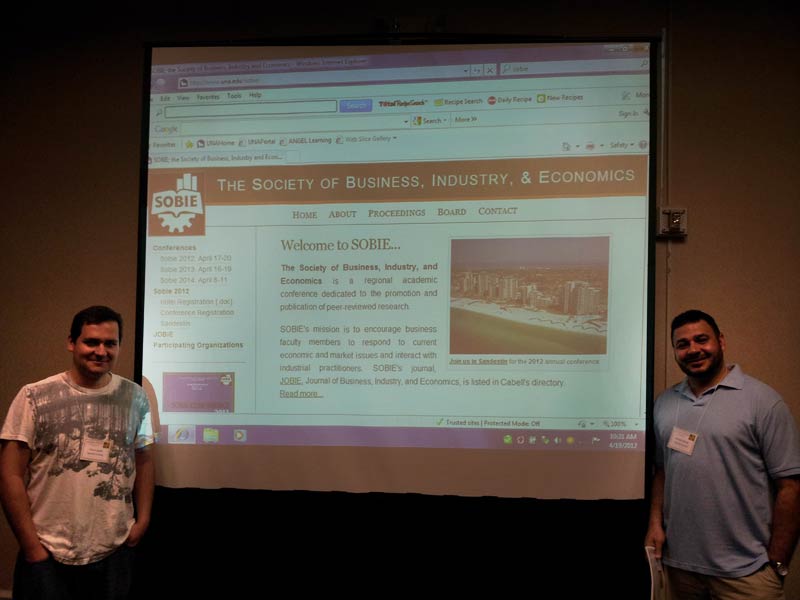 Ahmed Gomaa, Daniel Sputa, Rex Dumdum, The Society of Business, Industry, & Economics annual conference, SOBIE 2012